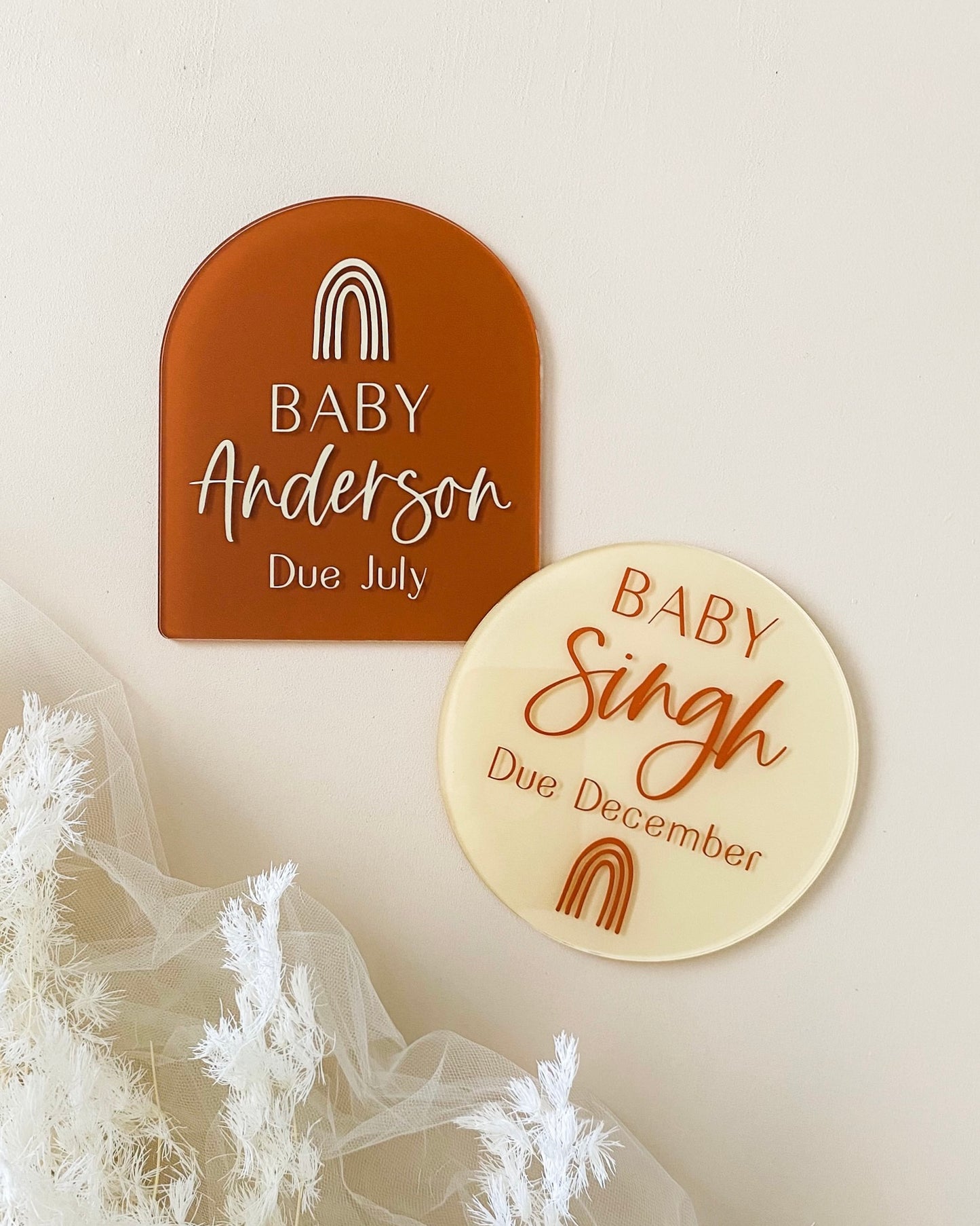 Acrylic Rainbow Pregnancy Announcement