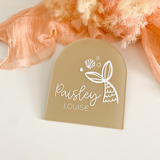Personalised Mermaid Plaque | Arch or Circle | Multiple Colour & Font Options
