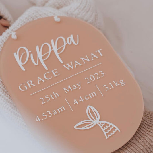 Oval Birth Details Plaque | Various Colour, Font & Image Options