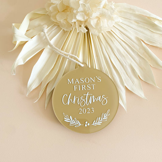 Acrylic First Christmas Bauble | Multiple Colour & Font Options