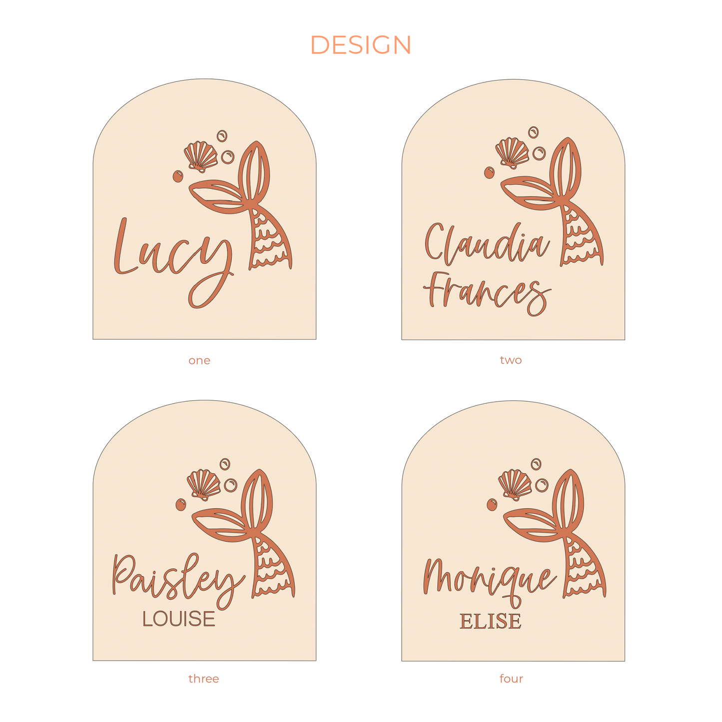 Personalised Mermaid Plaque | Arch or Circle | Multiple Colour & Font Options