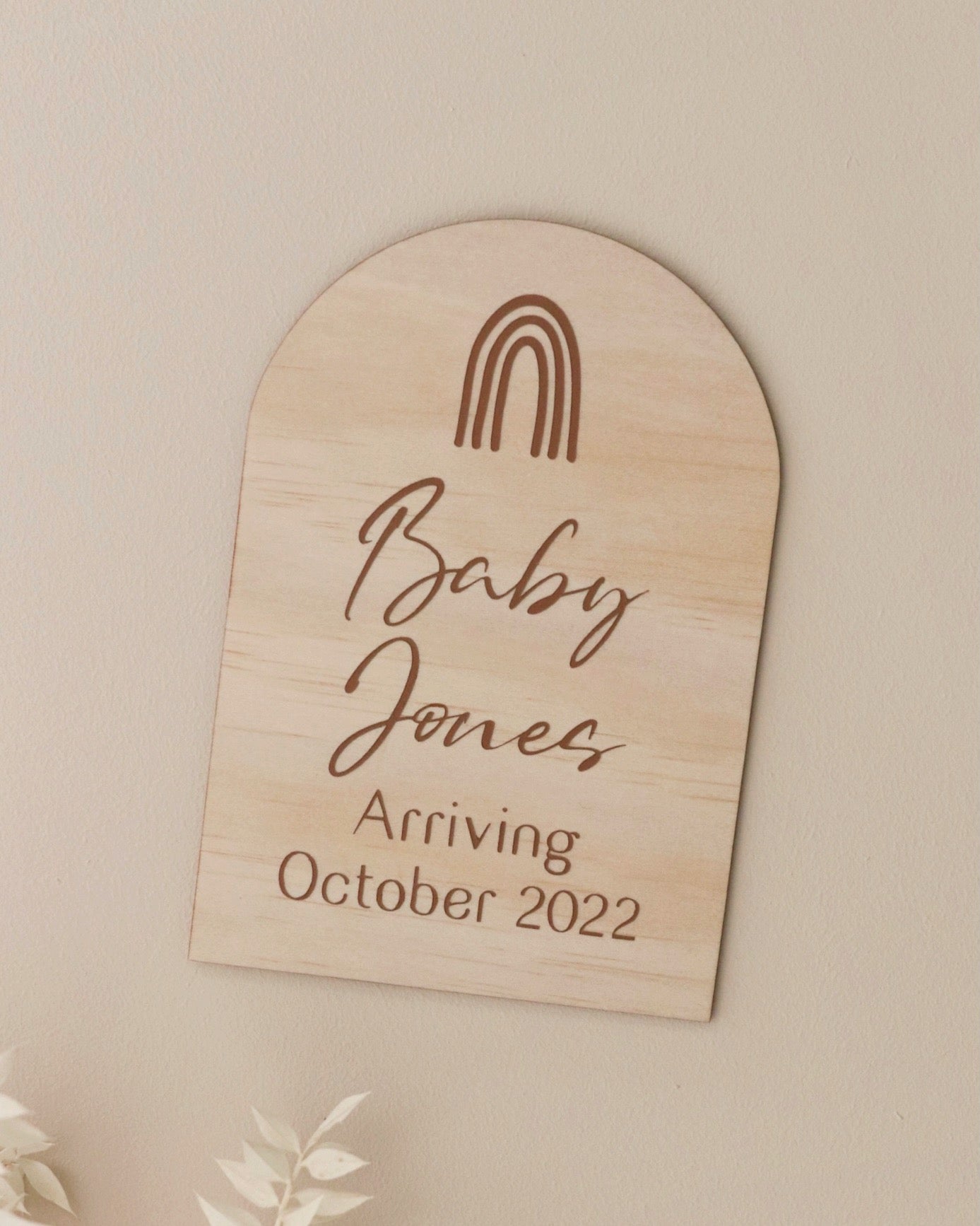 Arch Timber Rainbow Pregnancy Plaque