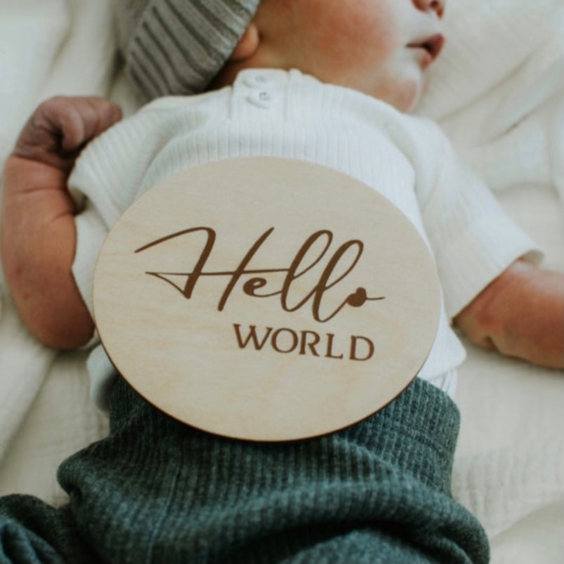 Bare Announcement Plaque | We're Pregnant, It's a Boy/Girl, Hello World, I'm/We're/ She's/He's Here, Earth Side